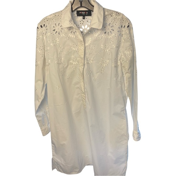 PAULE KA White Eyelet Swim Cotton Cover-Up/Resort Wear Dress, Beachy, EU 40/US 8 - Picture 5 of 10